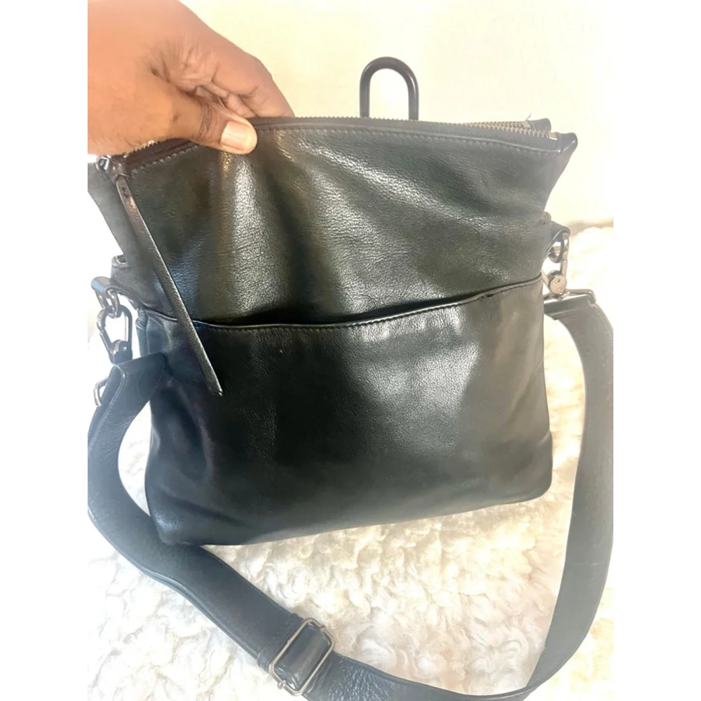 Margot Mickey Double Zip Fold Over Dark Green Leather Hobo or Crossbody bag